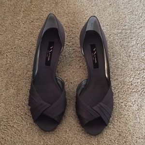 Grey satin Nina shoes